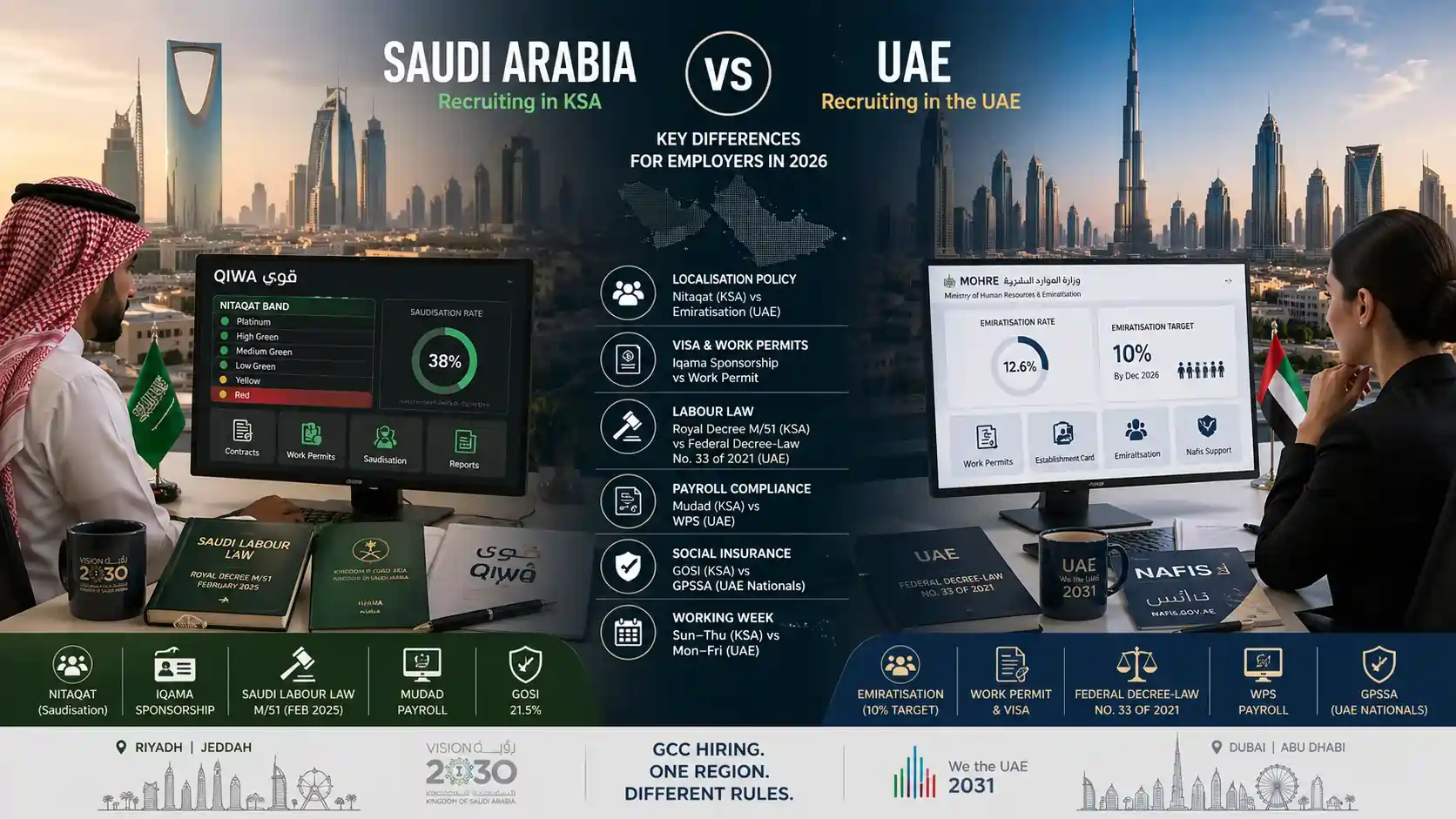 Recruiting in Saudi Arabia vs UAE: What Employers Must Know in 2026