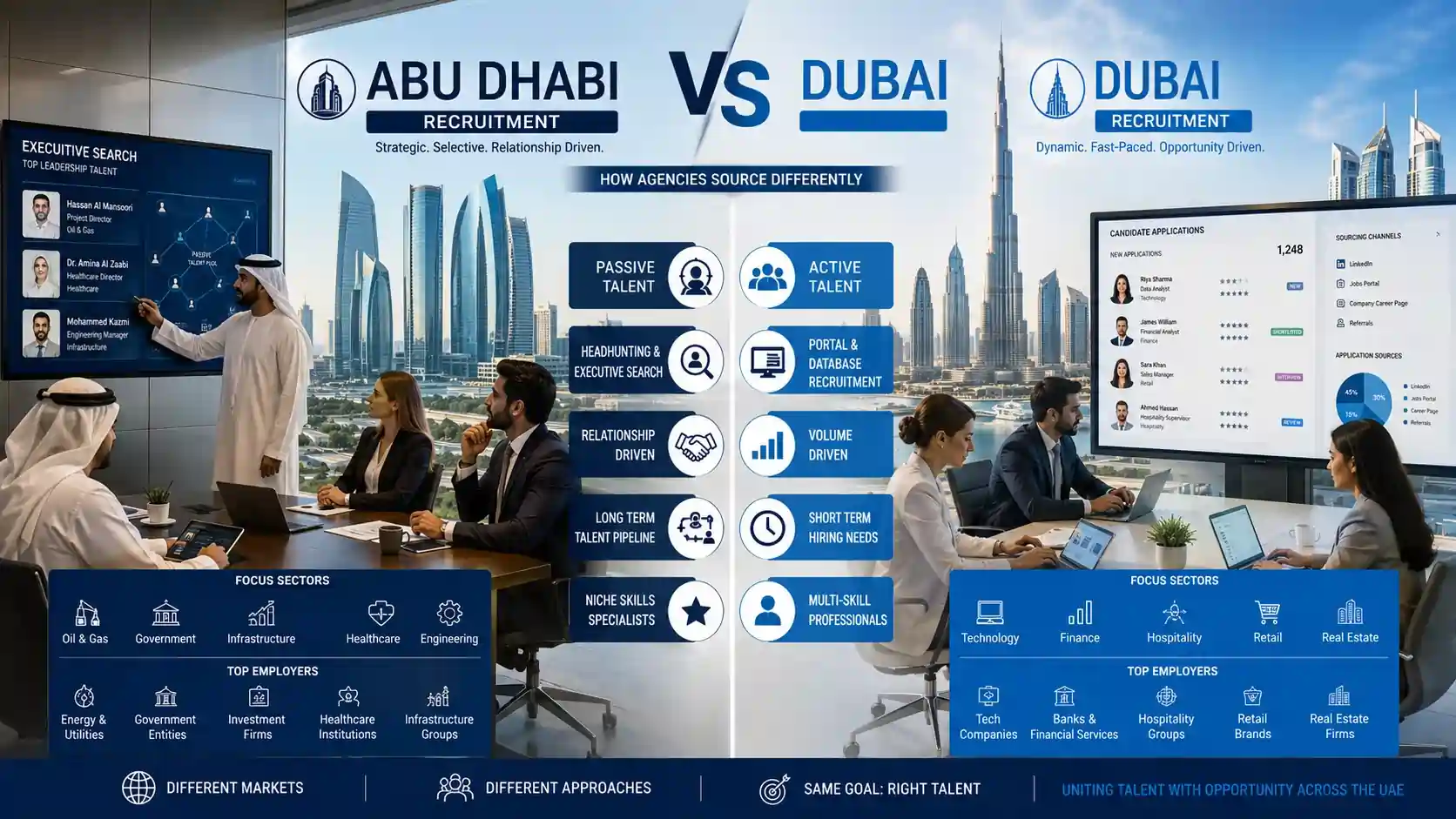 Abu Dhabi vs Dubai Recruitment: How Agencies Source Differently